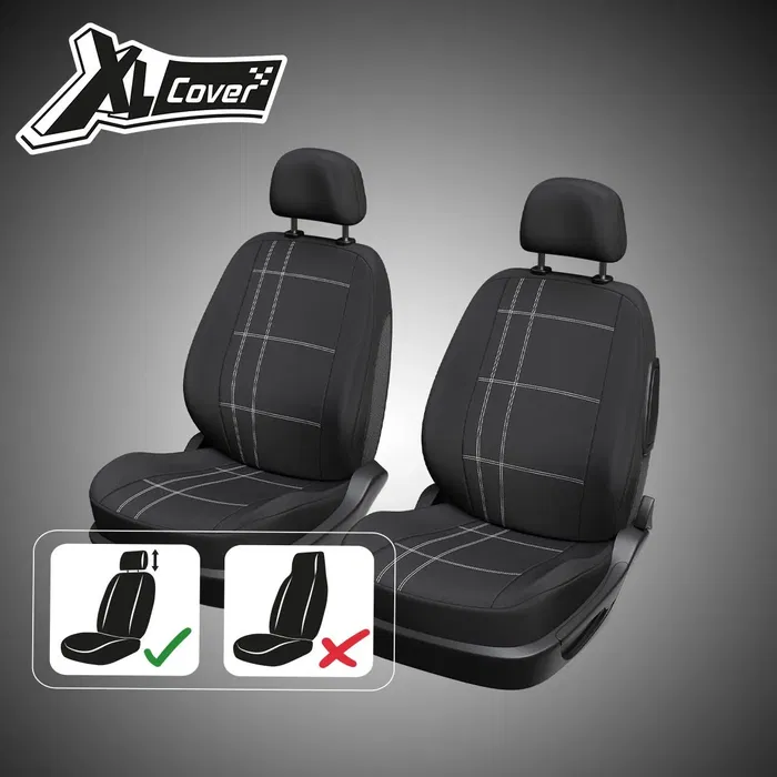 XLCOVER Juego 2 Fundas Asientos Coche Delanteros Compatibles Airbags Negras XL