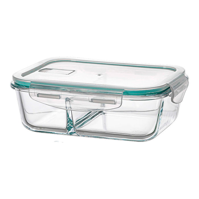 Ovenza Fiambrera de Borosilicato de Dos Compartimentos Hermética 1040 ml Ovenza Fiambrera de Borosilicato de Dos Compartimentos Hermética 1040 ml