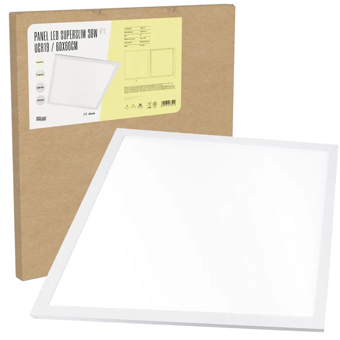 BX3 LIGHT Panel LED Superslim Modular 600x600 36W 4000K Blanco Frío Empotrable para Techo, BX3-PANMB59559536W-W