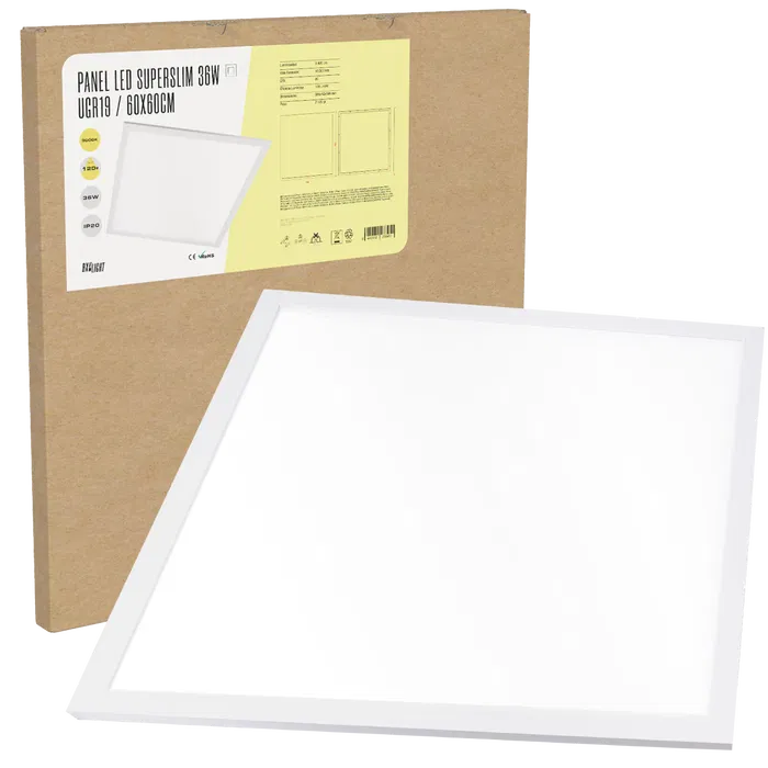 BX3 LIGHT Panel LED Superslim Modular 600x600 36W 4000K Blanco Frío Empotrable para Techo, BX3-PANMB59559536W-W