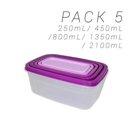 Plastiken Fiambreras Rectangular 5P Morado 20168-MOR