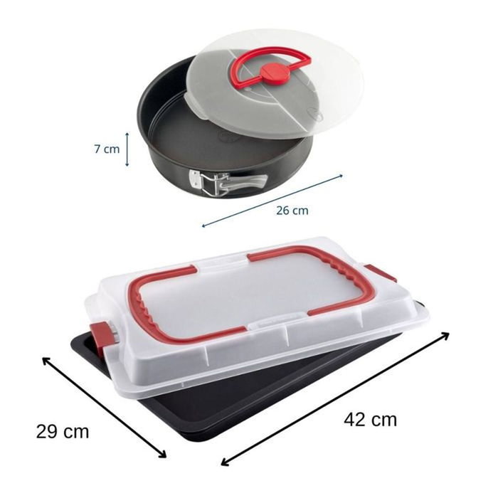 Dr Oetker Bandeja de horno con tapa y molde desmontable Bake and Go 42 x 29 cm