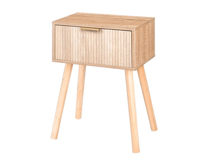 Giftdecor Mesita Auxiliar 1 Cajon Natural Madera 36x24x52 cm