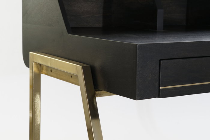 DKD Home Decor Escritorio Home Office Negro Dorado 119 x 70 x 93.5 cm