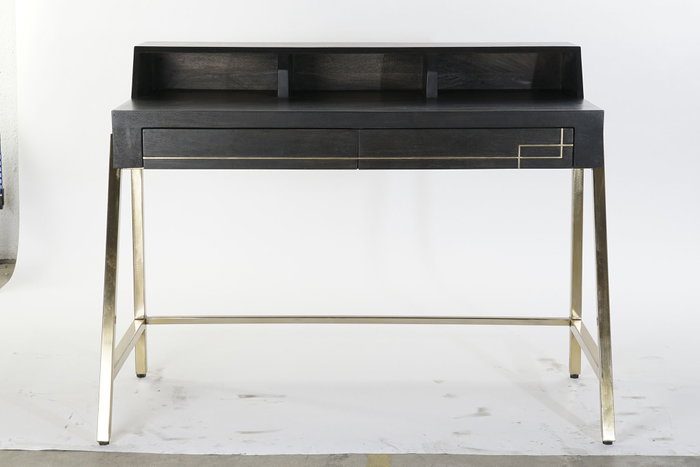DKD Home Decor Escritorio Home Office Negro Dorado 119 x 70 x 93.5 cm