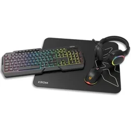 Krom Combo Gaming PC Kenta 4 en 1 con Retroiluminación RGB Negro