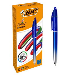 Boligrafo De 4 Colores Bic Smooth Gradient Azul (Set de 12)