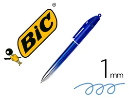 Bic Bolígrafo 4 Colores Smooth Gradiente Azul, Tinta Fluida, 4 Puntas Medias 1.0mm Retráctil, Caja de 12 Unidades