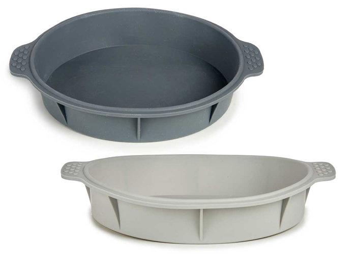 Kinvara Molde Silicona Redondo con Asas Surtidos Gris Claro/Oscuro 30x4.5x26 cm (Set de 12)