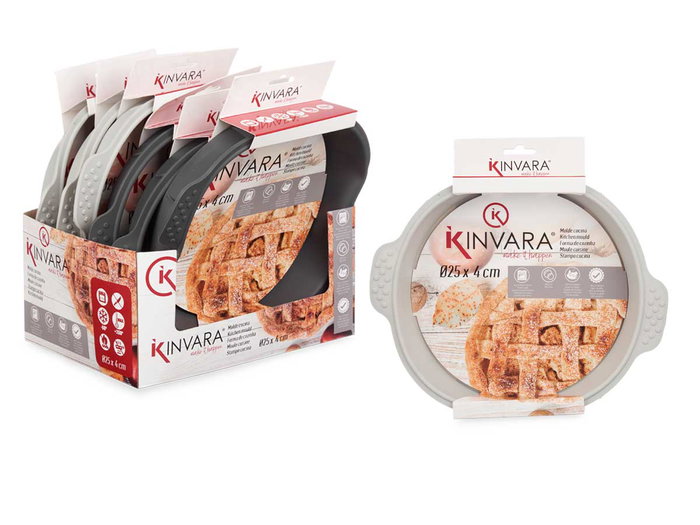 Kinvara Molde Silicona Redondo con Asas Surtidos Gris Claro/Oscuro 30x4.5x26 cm (Set de 12)