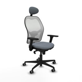 PIQUERAS Y CRESPO Silla de oficina Jorquera con mecanismo Sincro, Tela Gris y Malla Blanca