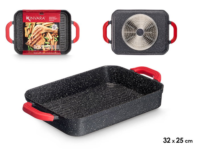 Kinvara Asador Hondo 32 x 25 cm de Aluminio Fundido Apto para Inducción con Asas de Silicona (Set de 6) Kinvara Asador Hondo 32 x 25 cm de Aluminio Fundido Apto para Inducción con Asas de Silicona (Set de 6)