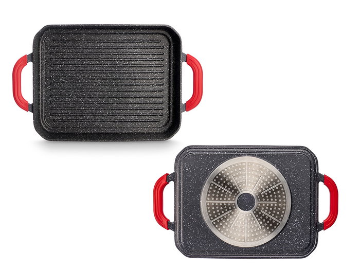 Kinvara Asador Hondo 32 x 25 cm de Aluminio Fundido Apto para Inducción con Asas de Silicona (Set de 6) Kinvara Asador Hondo 32 x 25 cm de Aluminio Fundido Apto para Inducción con Asas de Silicona (Set de 6)