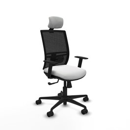 PIQUERAS Y CRESPO Silla de oficina Yunquera con mecanismo Sincro, Blanco y Negro