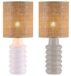 DKD Home Decor Lámpara de sobremesa de cerámica y fibra, surtido de 2 unidades