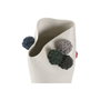 DKD Home Decor Jarrón de Cerámica Blanco con Pompones