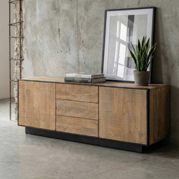 Ixia Mueble TV Ohio Madera de Mango y Hierro Natural 150x44x55 cm Ixia Mueble TV Ohio Madera de Mango y Hierro Natural 150x44x55 cm