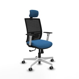 PIQUERAS Y CRESPO Silla de oficina Yunquera con mecanismo Sincro, Azul claro y Negro