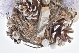 DKD Home Decor Bola Decoración Navidad Moderna Dorado Marron Piñas Natural 15 x 15 x 15 cm (2 Unidades)