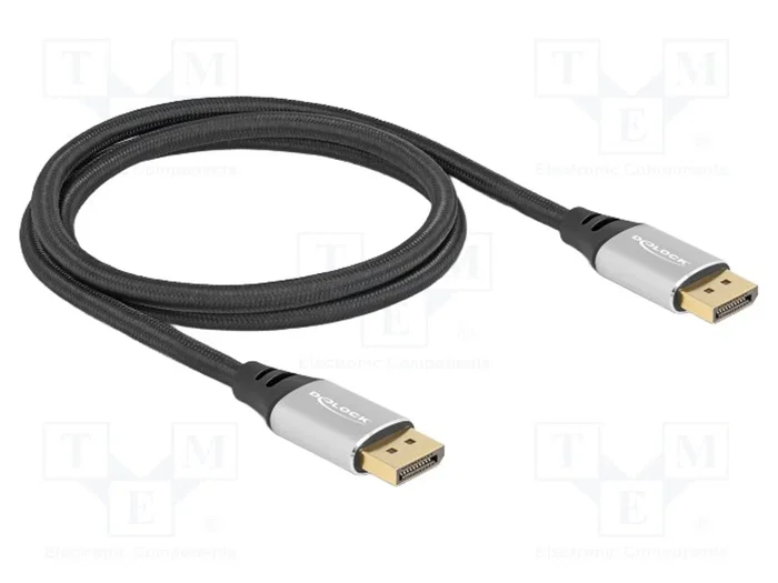 DeLOCK Cable DisplayPort 2.1 16K 60 Hz 1 m Plata/Negro 80633