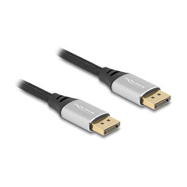 DeLOCK Cable DisplayPort 2.1 16K 60 Hz 1 m Plata/Negro 80633