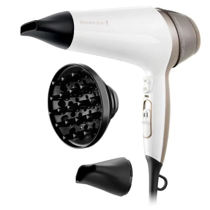 Remington D5720 Secador de Cabello Ionic Thermacare Pro 2400W - Rejilla Cerámica - Motor Larga Duración - Silencioso Remington D5720 Secador de Cabello Ionic Thermacare Pro 2400W - Rejilla Cerámica - Motor Larga Duración - Silencioso