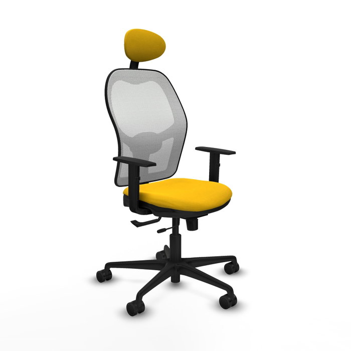 PIQUERAS Y CRESPO Silla de oficina Jorquera con mecanismo Sincro/Traslack, Amarillo y Blanco PIQUERAS Y CRESPO Silla de oficina Jorquera con mecanismo Sincro/Traslack, Amarillo y Blanco