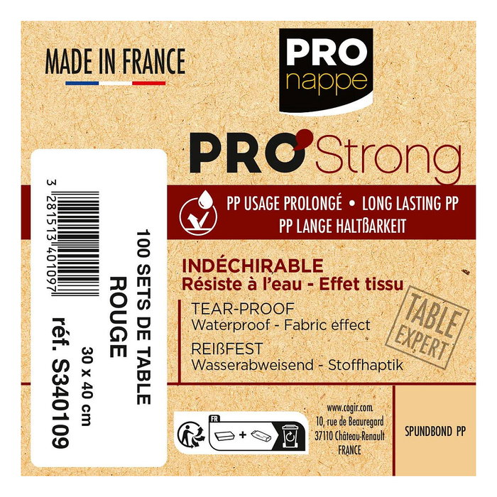 PROnappe Salvamanteles individuales rojos 30 x 40 cm, pack de 100 unidades