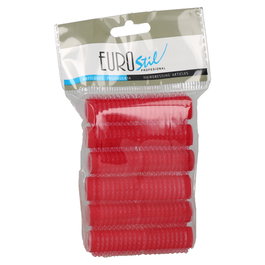 EuroStil Set Profesional de 6 Bucles Rojos de 13 mm para Rizos Pequeños y Definidos en Moldeado Permanente