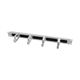 LogiLink Panel de gestión de cables 19 pulgadas 1U con 4 abrazaderas de acero Gris