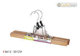 Confortime Set 2 Perchas Madera Pantalon 30 cm (24 Cajas)