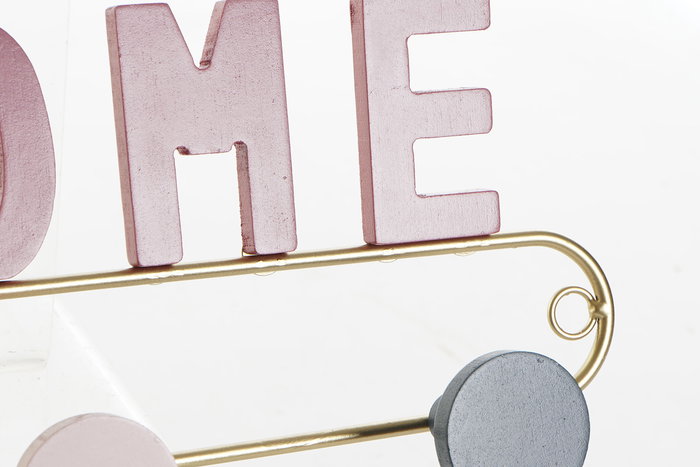 DKD Home Decor Perchero Pared Moderno Rosa 5 x 17 x 46 cm (4 Unidades)