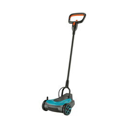GARDENA HandyMower Cortacésped Manual a Batería de 22 cm 18V para césped hasta 50 m², ajuste de altura 3-5 cm, batería integrada, color Negro/Azul/Naranja