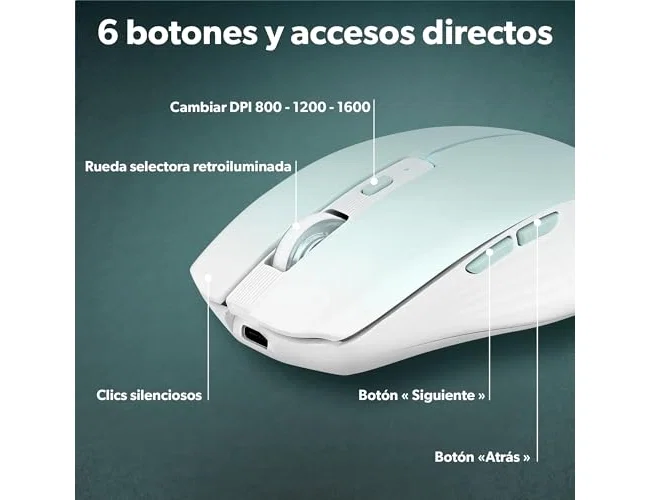 TNB Gradient Ratón Inalámbrico Recargable Dual Connect Azul 1600 DPI