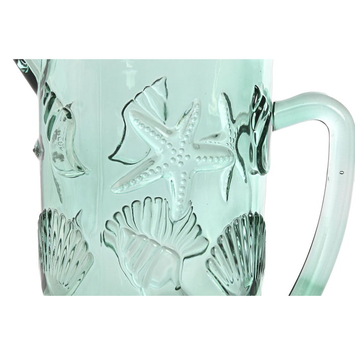 DKD Home Decor Jarra de Cristal Relieve Turquesa 1150ml