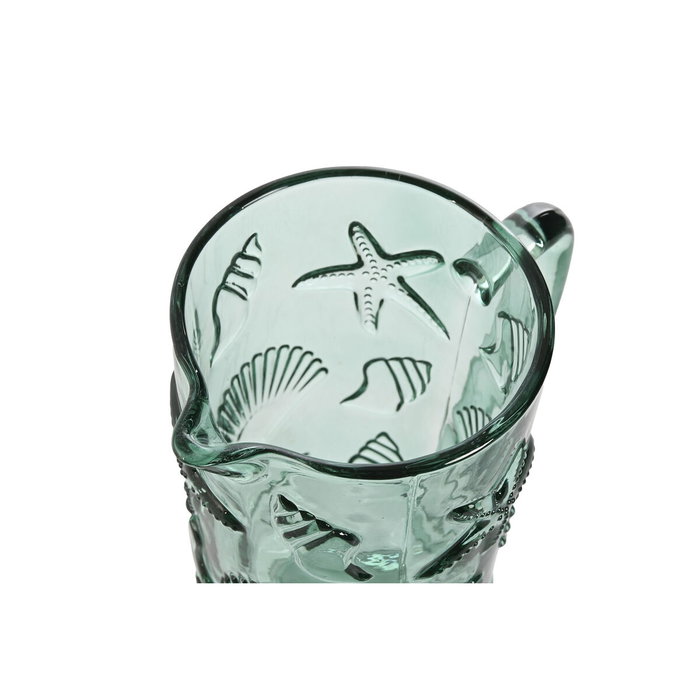DKD Home Decor Jarra de Cristal Relieve Turquesa 1150ml
