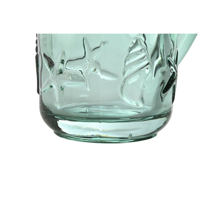 DKD Home Decor Jarra de Cristal Relieve Turquesa 1150ml