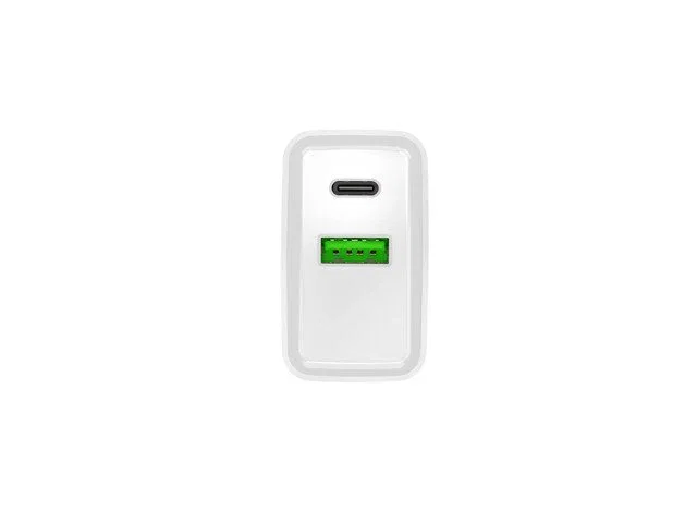 Natec Ribera Cargador de Pared USB 20W Power Delivery y Quick Charge 3.0 con 1 Puerto USB-A y 1 USB-C para Carga Rápida, Color Blanco, para Interiores, Alimentación CA