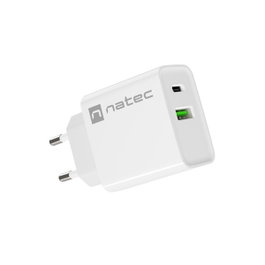 Natec Ribera Cargador USB-A y USB-C 20W Blanco
