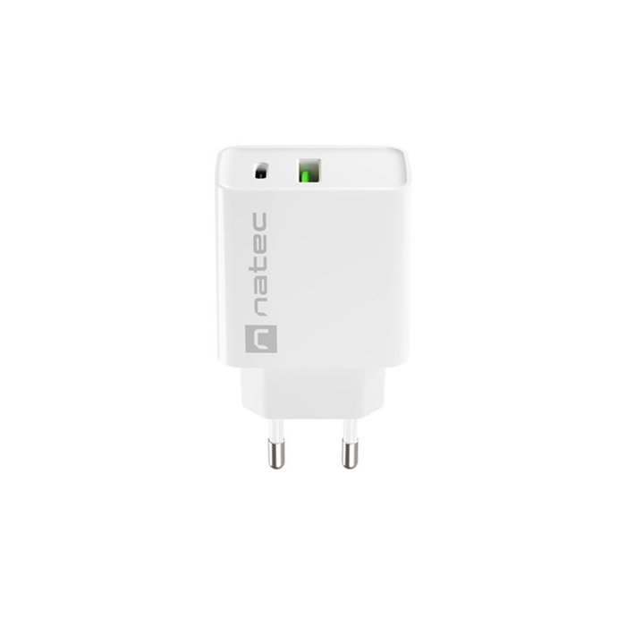 Natec Ribera Cargador USB-A y USB-C 20W Blanco