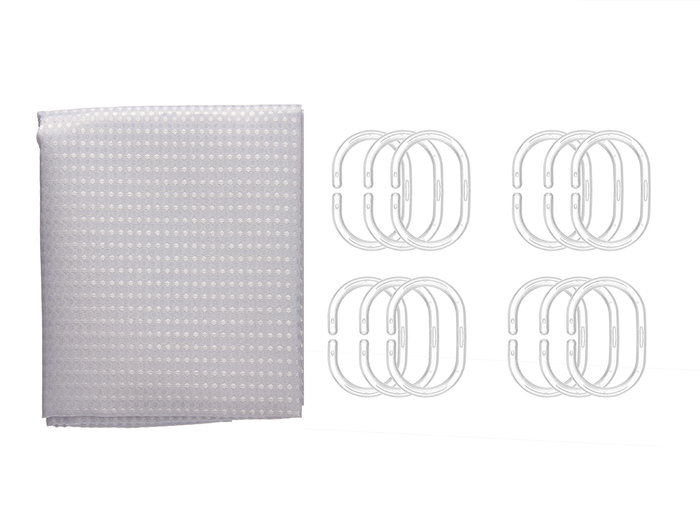 Berilo Cortina de Baño Poliester Gris con Puntos 180x180 cm (Set de 12) Berilo Cortina de Baño Poliester Gris con Puntos 180x180 cm (Set de 12)