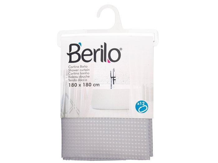 Berilo Cortina de Baño Poliester Gris con Puntos 180x180 cm (Set de 12) Berilo Cortina de Baño Poliester Gris con Puntos 180x180 cm (Set de 12)