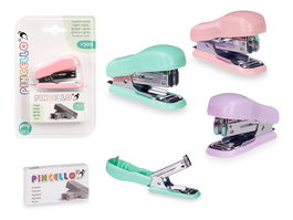 Pincello Grapadora con 500 Grapas, Surtido de Colores, Dimensiones 6.5x4x2.8 cm (Set de 36)