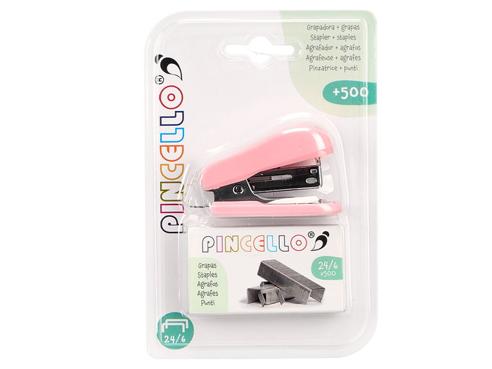 Pincello Grapadora con 500 Grapas, Surtido de Colores, Dimensiones 6.5x4x2.8 cm (Set de 36)