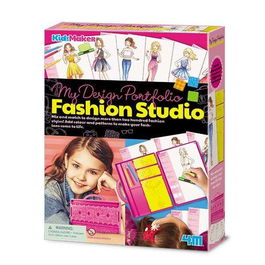 Hape Estudio de Moda para Dibujar Diseños con Placas, Lápices, Cera y Hojas de Papel, 27,5x20,5x5,5cm