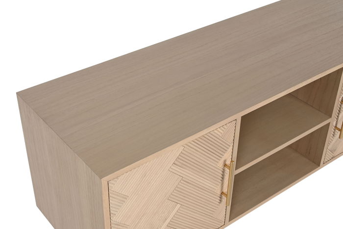 DKD Home Decor Mueble TV Scandi Natural Madera Paulownia y MDF 120x40x60 cm