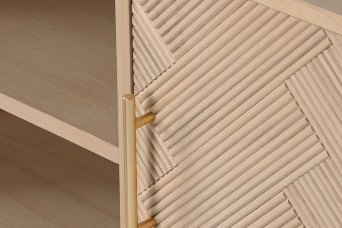 DKD Home Decor Mueble TV Scandi Natural Madera Paulownia y MDF 120x40x60 cm