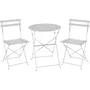 Juego de Mesa y Sillas de Jardín Plegable Bistro, Mesa 60x71 cm + 2 Sillas, Estructura de Acero, Color Gris