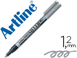 Rotulador Artline Marcador Permanente Tinta Metalica Ek-990 Plata Punta Redonda 1.2 mm 12 unidades