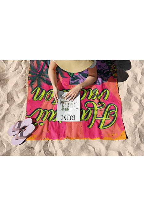 Mijölnir Hawaii Vacation 90 Toalla de Playa Multicolor 90x150cm, Microfilamento, Secado Rápido, 70% Poliéster 30% Poliamida